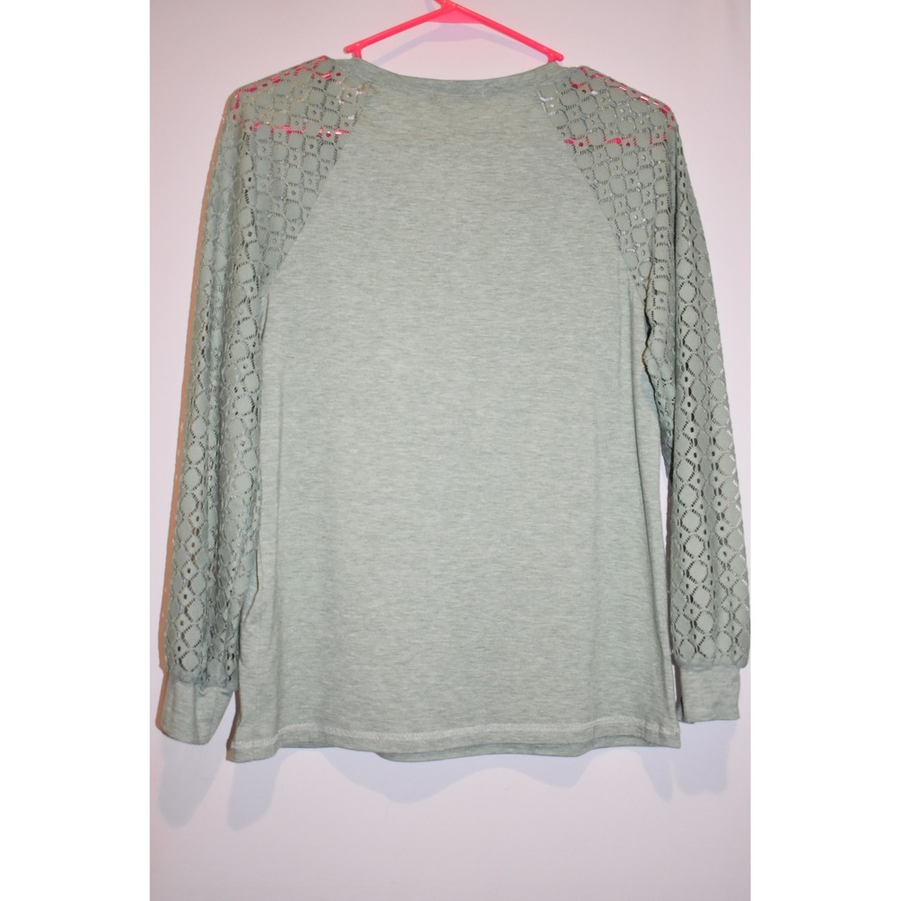 Automet Womens Long Sleeve V-Neck Lace Blouse Size Medium - Picture 4 of 4